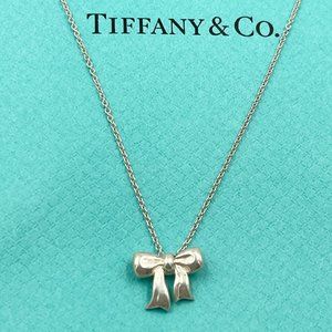 Authentic Tiffany & Co Sterling Silver 925 Bow Pendant Necklace